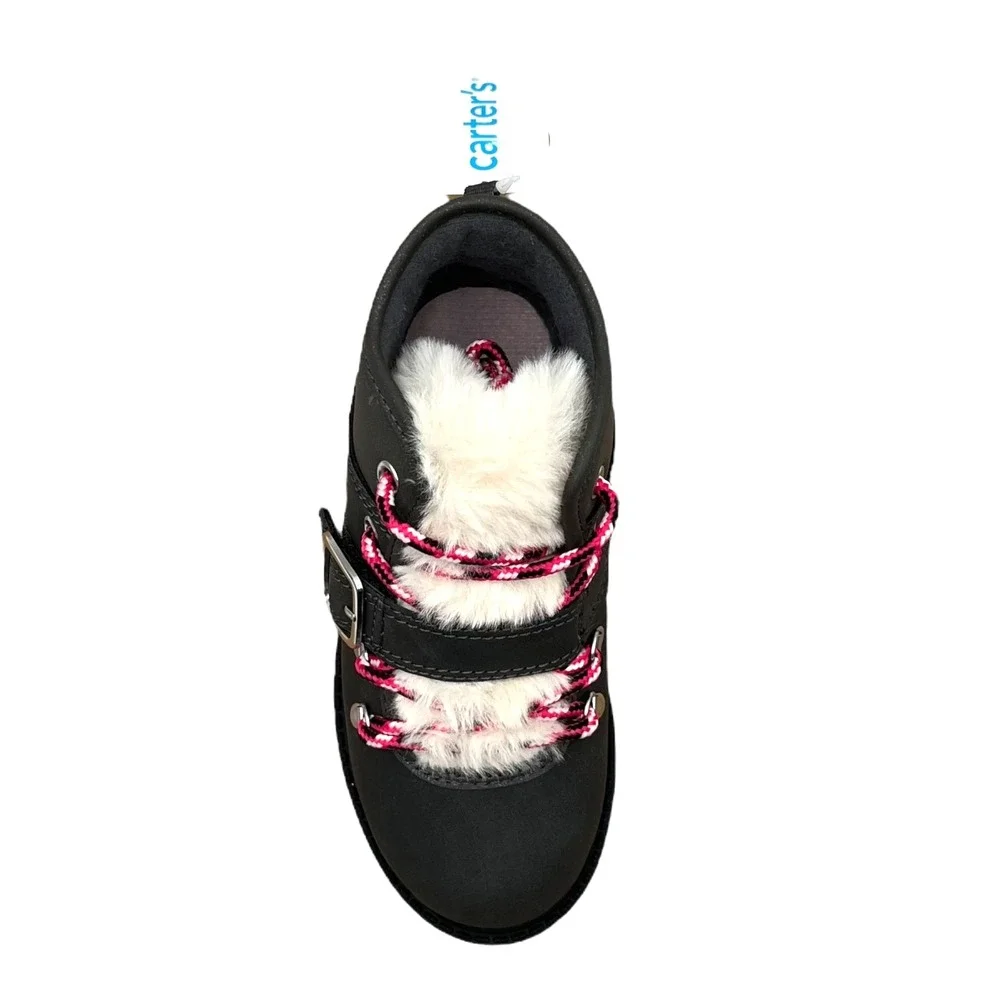 Carters Little Girls‎ Faux Fur Winter Booties Size 12 Gray Pink Cozy Warm Shoes